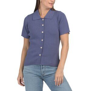 CYRUS Skipper Blue Yummy Button Up Sweater Polo